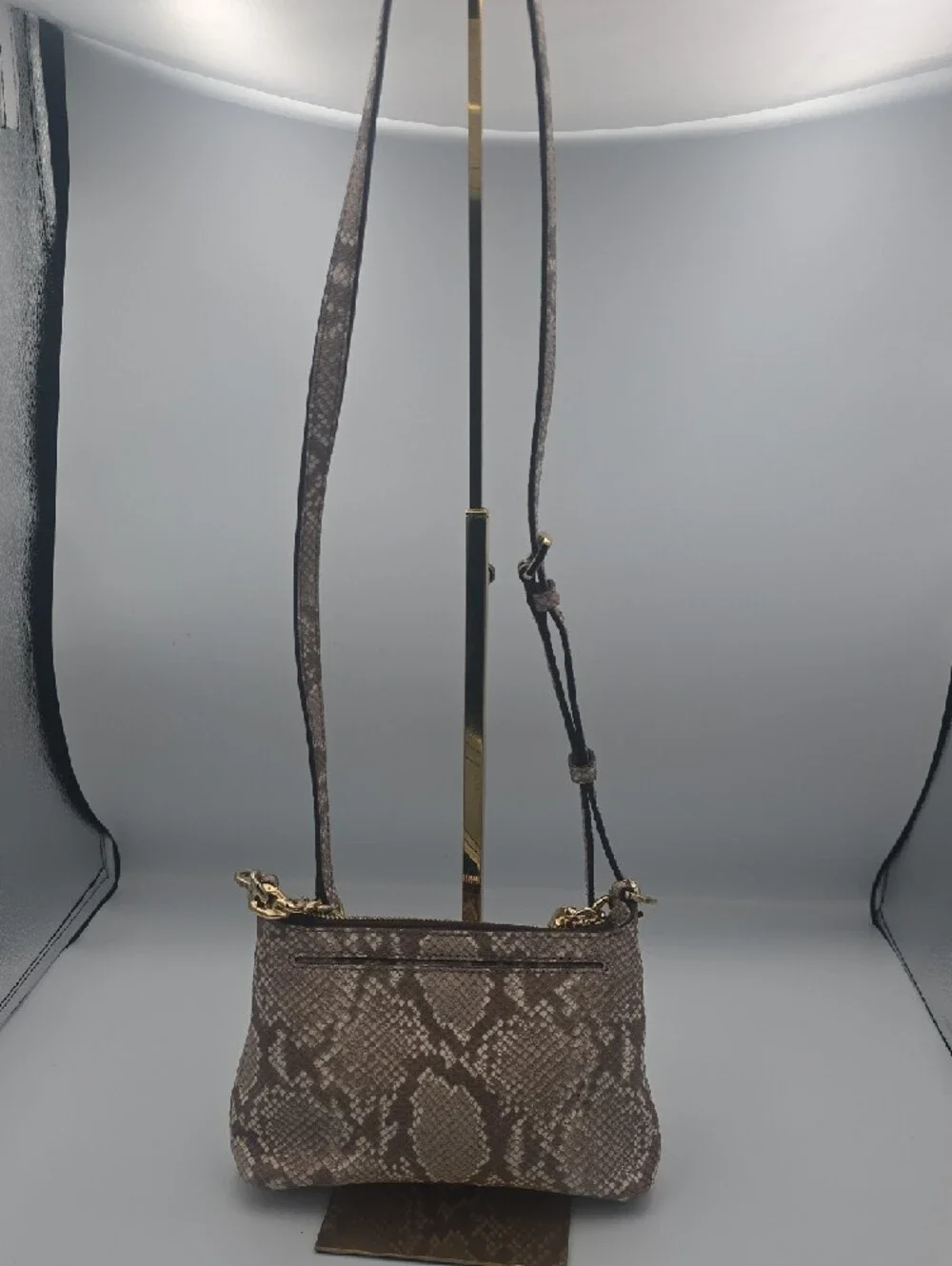 Michael Kors Dark Pink Taupe Snake-Print Small Crossbody W/ Gold & Tassle (EUC)✨